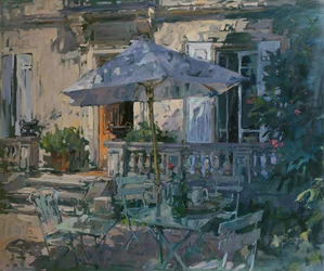 Sonnenschirm und rote Rose, 1998